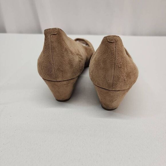 Talbots Size 10 Lanely Asymmetrical Wedges - Tan Leather Suede Comfort Career A - Picture 5 of 10